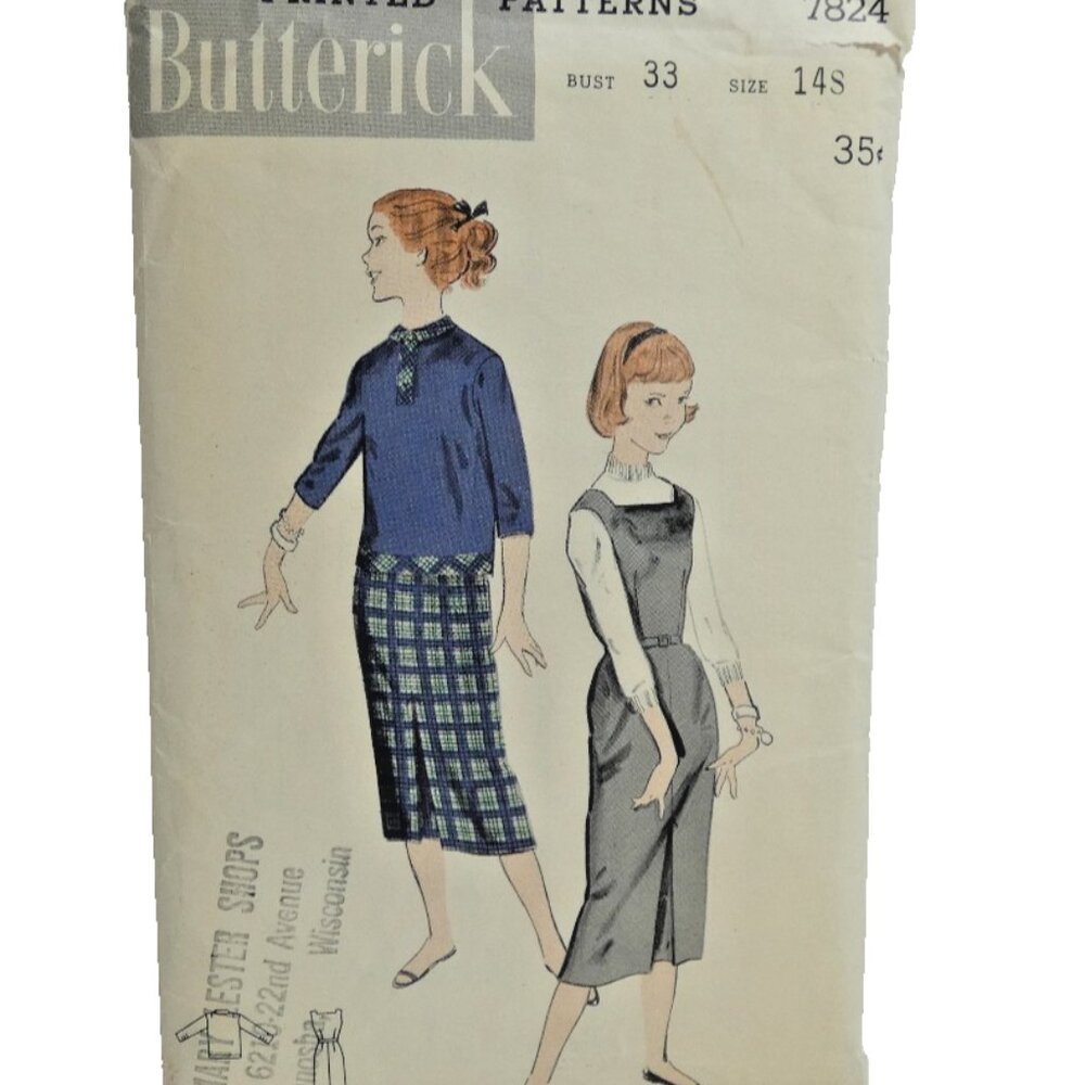 Vintage Butterick Pattern Size 14S Bust 33 Sub or Pre Teen Jumper Overblouse DIY